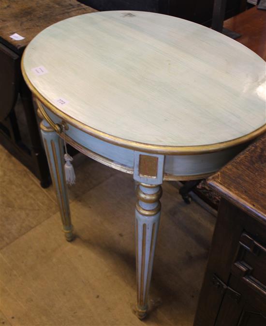 Green and gold oval table